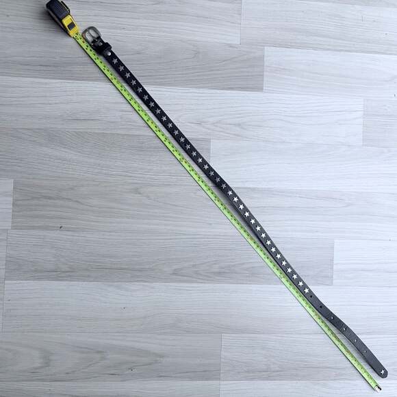 Brandy Melville Black Star Studded Belt Silver Hardware Y2K One Size - Picture 6 of 9